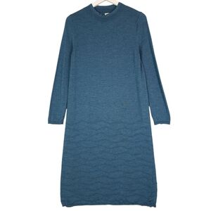 Poetry Teal Wool Knit Mockneck Midi Sweater Dress